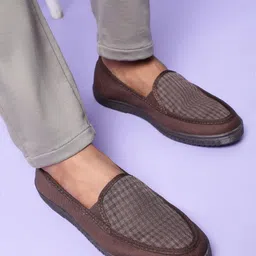 Liberty Men Brown Woven Design Loafers-picture-27