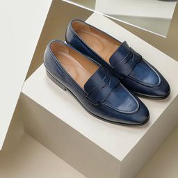 Saint G Men Navy Blue Leather Formal Loafers-image-26
