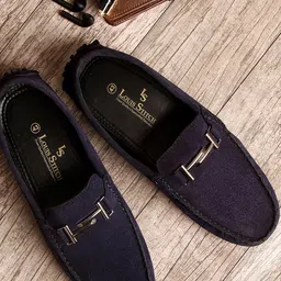 LOUIS STITCH Men Navy Blue Suede Horsebit Loafers-picture-47