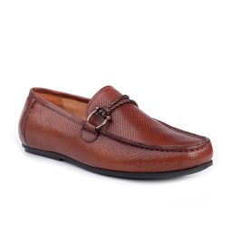 One8 Men Tan Solid Genuine Leather Formal Loafers-image-84