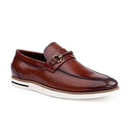 One8 Men Tan  Solid Genuine Leather Formal Loafers-image-83