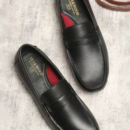 Teakwood Leathers Men Black Textured Leather Formal Loafers-image-17