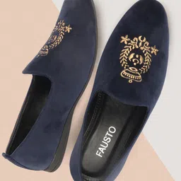 FAUSTO Men Embroidered Velvet Lightweight Loafers-29