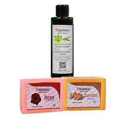Deyomkar Set of 3 Herbal Amla Brinjraj Shampoo with SandalWood Soap And Rose Soap-53