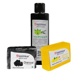 Deyomkar 3 Pcs Herbal Amla Brinjraj Oil with Lemon Honey & Charcoal soap-4