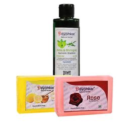 Deyomkar 3 Pcs Herbal Amla Brinjraj Shampoo with Rose & Lemon Honey Soap-12