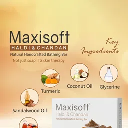 Maxisoft Set Of 2 Haldi & Chandan Natural Handcrafted Bathing Bar - 100g Each image 4