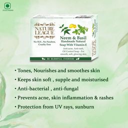 NATURE LEAGUE Set Of 3 Neem & Basil Handmade Soap - 100g Each image 4