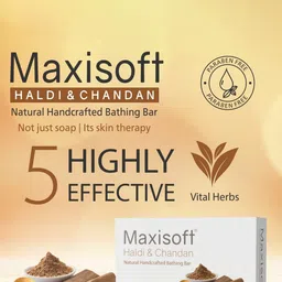 Maxisoft Set Of 2 Haldi & Chandan Natural Handcrafted Bathing Bar - 100g Each image 5