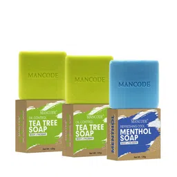MANCODE Men Pack of 3 Green Tea Tree Oil & Cool Menthol Soap Bars image 2