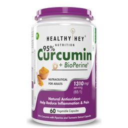 HealthyHey Nutrition Curcumin with Bioperine,  60 capsules -4