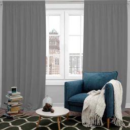parda online Dark Grey Polyster Solid 5ft Blackout Rod Pocket Window/Door (2 Pc)-picture-14