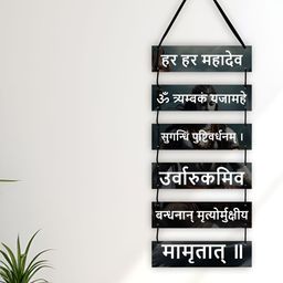 CVANU Blue & White Printed Wooden Hanging Wall Decor-picture-34