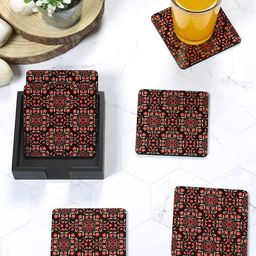 Reinvention Factory Set Of 6 Black Printed Wooden Coasters-image-32