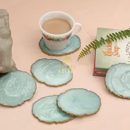 DULI Blue Set of 6 Resin Coasters-58