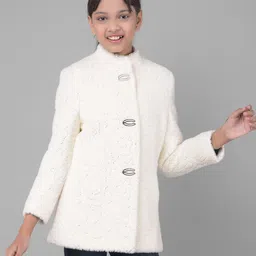 Crimsoune Club Girls Self Design Sequined Overcoat-image-13