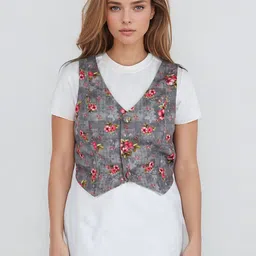 Bunny Corset Printed Woven Pure Cotton Waistcoat-54