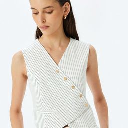 Koton Striped Wrap V Neck Waistcoat-picture-31