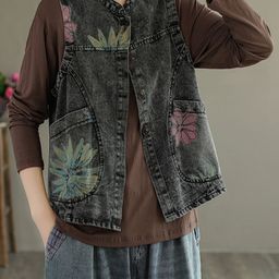 StyleCast Black Floral Printed Mandarin Collar Open Front Jacket-10