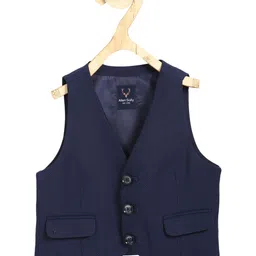 Allen Solly Junior Boys Navy Blue Woven Design Waistcoat-picture-47