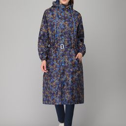 THE CLOWNFISH Women Blue Orange Abstract Waterproof Long Rain Jacket-image-83