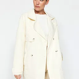 Trendyol Notched Lapel Collar Double-Breasted Overcoat-18