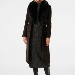 Forever New Single-Breasted Faux Fur Trim Longline Overcoat-image-69