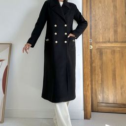 Fashion Gaiia Women Notched Lapel Collar Double-Breasted Long Overcoat-image-60