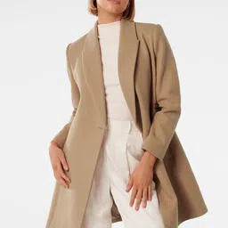 Forever New Long Sleeved Notched Lapel Tie-Ups Longline Flare Coats-45