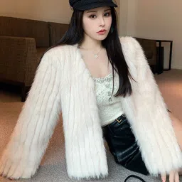 JC Mode Shawl Collar Fuzzy Faux Fur Front Open Sweater image 2