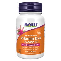 Now Vitamin D-3 10,000 IU,  240 softgels  Unflavoured -9