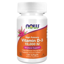 Now Vitamin D-3 10,000 IU,  120 softgels  Unflavoured -8