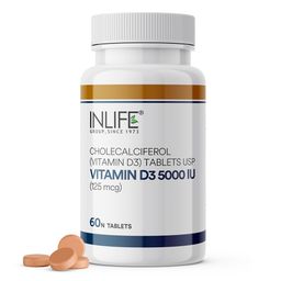 INLIFE Vitamin D3 5000 IU (125 mcg),  60 tablet(s)  Unflavoured -78