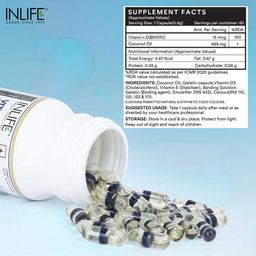 INLIFE Vitamin D3 (600 IU),  60 capsules  Unflavoured  image 4