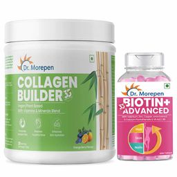 Dr. Morepen Collagen Builder 250g & Biotin+ Advanced 60 Tablets Combo,  2 Piece(s)/Pack  Orange Berry & Unflavoured -3