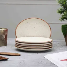 Handcrafted Ribbed (Set of 6) Ceramic Quarter Plate by Miah Decor-picture-12