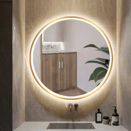 ledmirror.in Round LED Mirror with Gold Aluminium Frame Modern Circular Vanity Mirror-picture-22