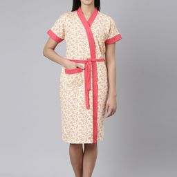 GOLDSTROMS Floral Printed Quick-Dry Cotton Bath Robe-image-29