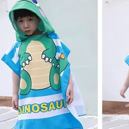 The Little Lookers Blue & Green Printed Pure Cotton Baby Bath Towel-58