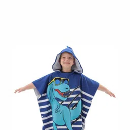 The Little Lookers Blue Printed Pure Cotton Baby Bath Towel-25