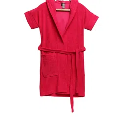 ELEVANTO Unisex Kids Red Solid Bathkidoo Bath Robe-image-57