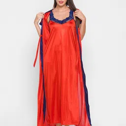 AV2 Red Maxi Nightdress With Robe-image-26