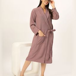 LacyLook Women Shawl Collar Double Terry Bath Robe-image-6