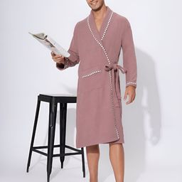 HotGown Men Pink Double Terry Bath Robe-image-36