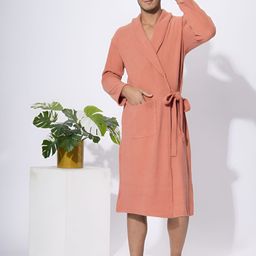 HotGown Men Orange Pure Cotton Bath Robe-image-82