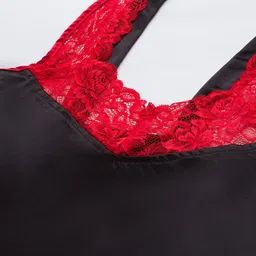 AV2 Black & Red Solid Maxi Nightdress With Robe image 5