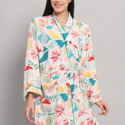HANDICRAFT PALACE Floral Printed Satin Silk Robe-image-98