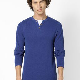 Celio Men Blue Solid Pullover Sweater-picture-4