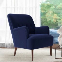 casacraft from pepperfry London Velvet Lounge Chair In Navy Blue Color-picture-39