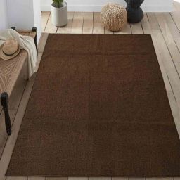 saral home Brown Solid Fiber 6 ft x 9 ft Machine Made Carpet-picture-2